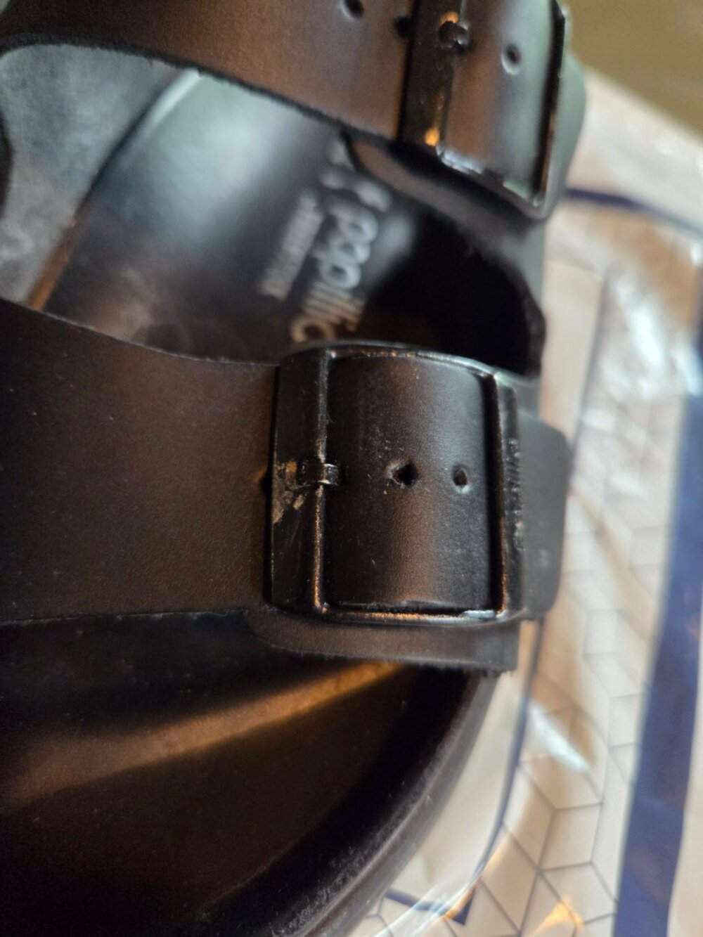 BIRKENSTOCK "Arizona" Papillio tone-on-tone leather Platform Slides - Picture 2 of 4